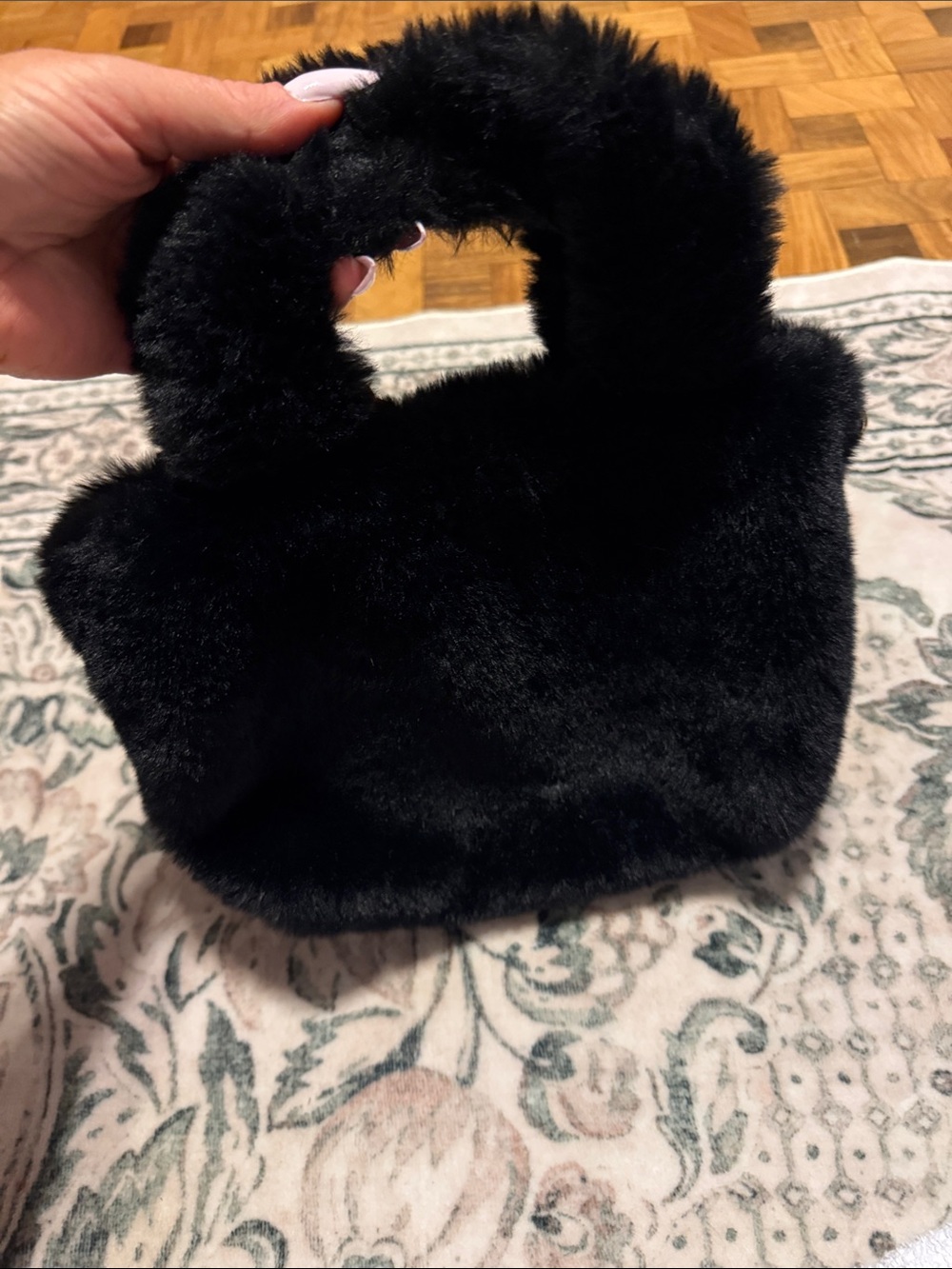 Cynthia Rowley Black Faux Fur Mini Handbag